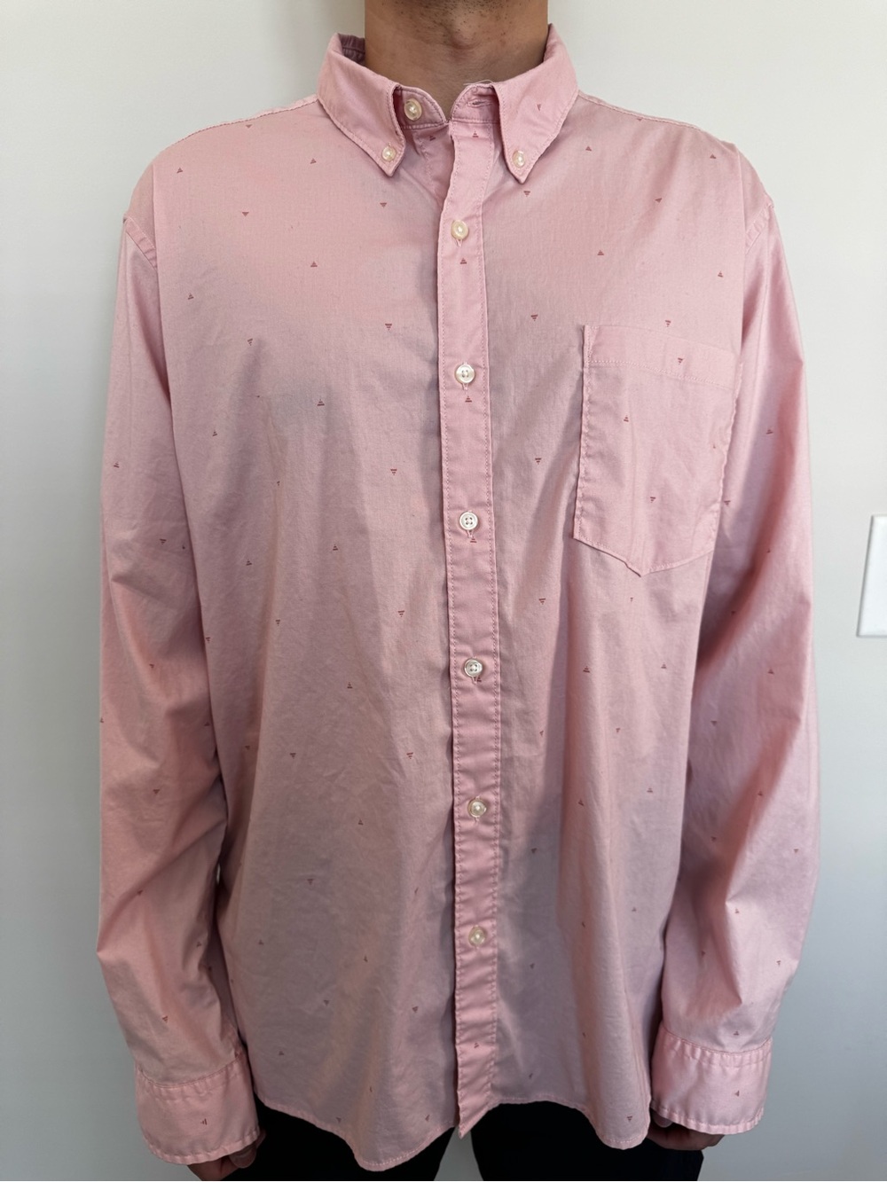 Sonoma Pink Button-Down Shirt with Subtle Dot Detail